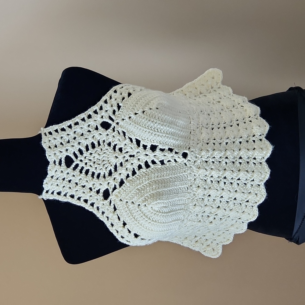 CROCHET HALTER One of a Kind Cream Colored Size XS to S